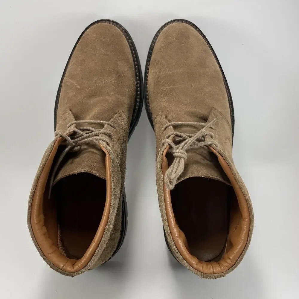 Boggi Milano Chukka Boots Mens Size 45, US 12 Tan Suede Derby Desert 3-Eye Ankle